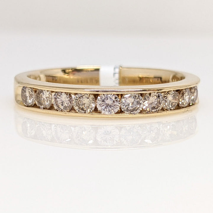14K .52 CARAT TOTAL WEIGHT I1 O DIAMOND ROUND (10) ESTATE CHANNEL BAND 2.9 GRAMS
