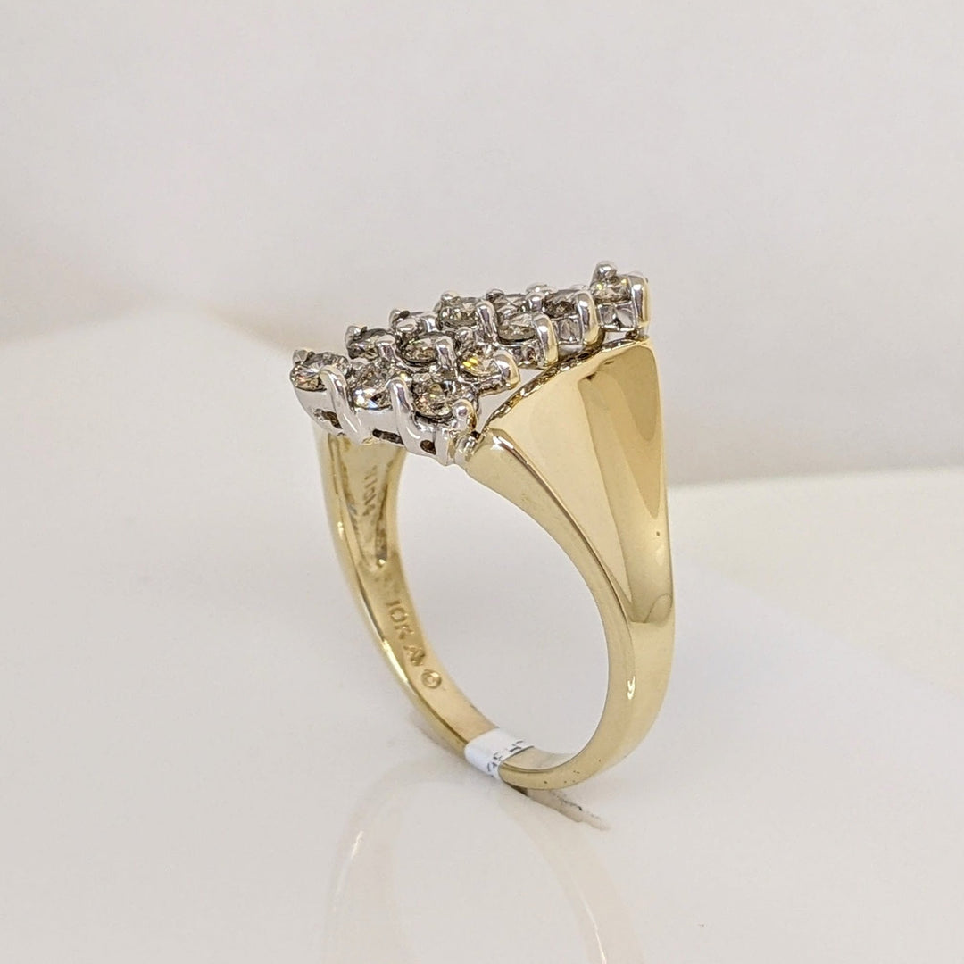 10K .90 CARAT TOTAL WEIGHT I2 K DIAMOND ROUND (15) CLUSTER ESTATE RING 4.8 GRAMS