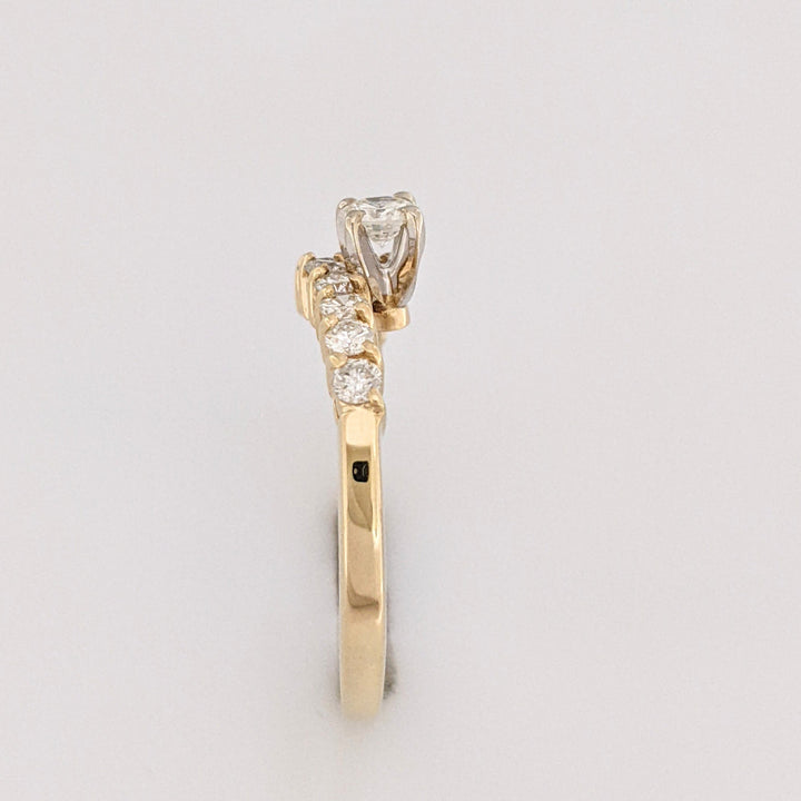 14K .51 CARAT TOTAL WEIGHT I1 J DIAMOND ROUND (11) BYPASS ESTATE RING 2.6 GRAMS