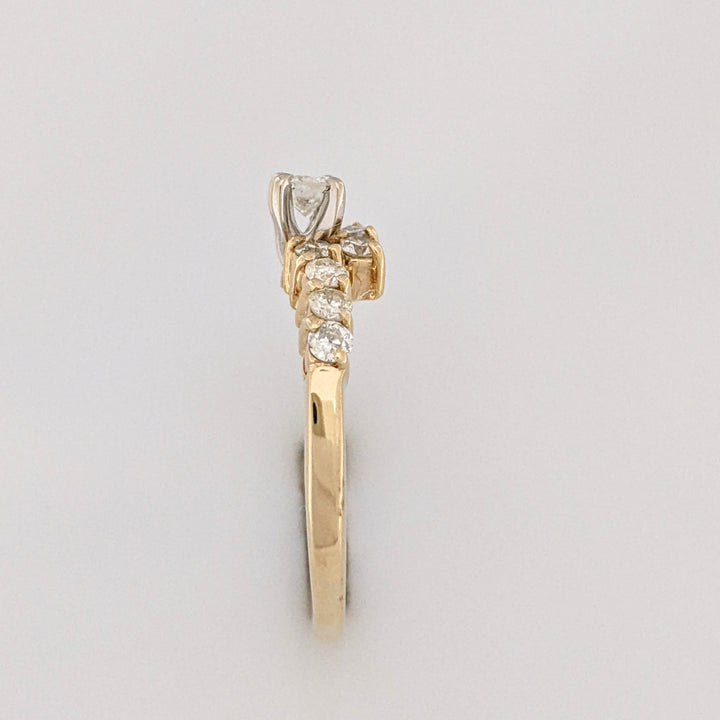 14K .51 CARAT TOTAL WEIGHT I1 J DIAMOND ROUND (11) BYPASS ESTATE RING 2.6 GRAMS
