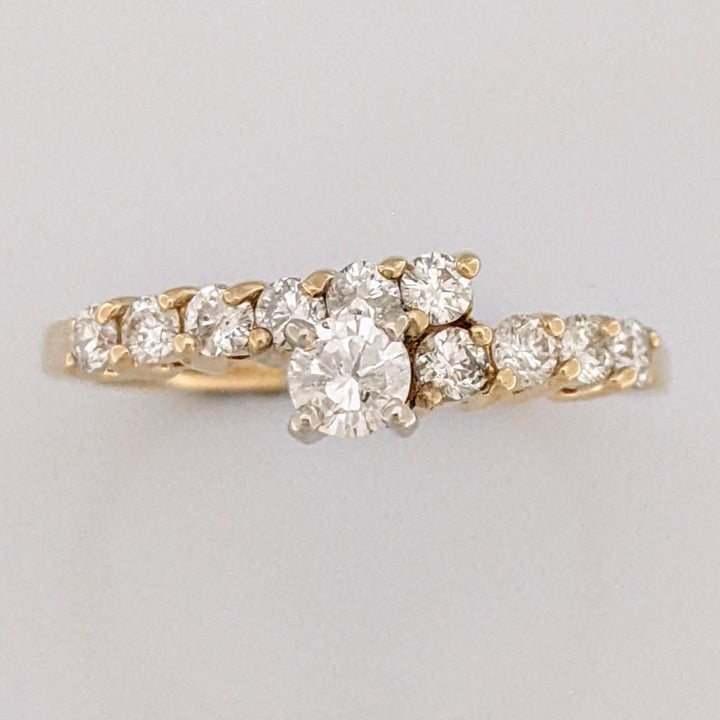 14K .51 CARAT TOTAL WEIGHT I1 J DIAMOND ROUND (11) BYPASS ESTATE RING 2.6 GRAMS