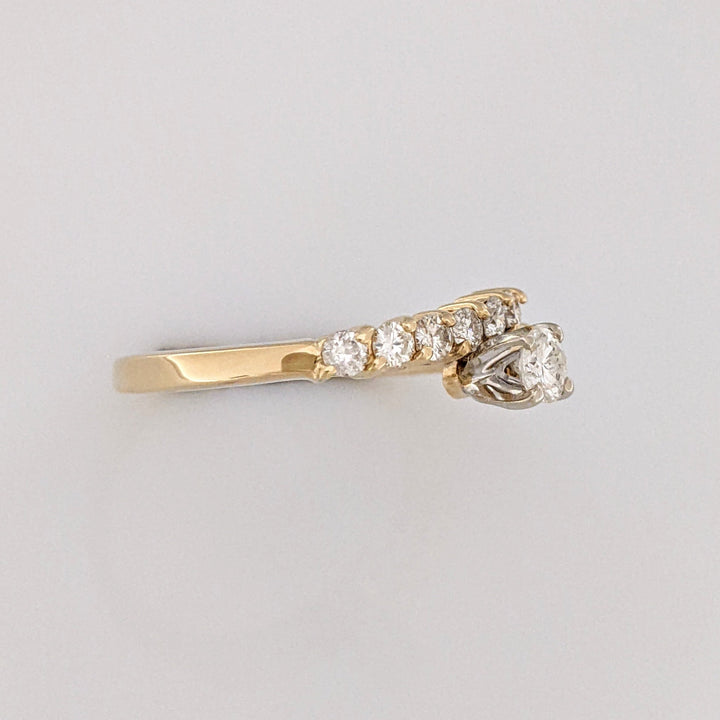 14K .51 CARAT TOTAL WEIGHT I1 J DIAMOND ROUND (11) BYPASS ESTATE RING 2.6 GRAMS
