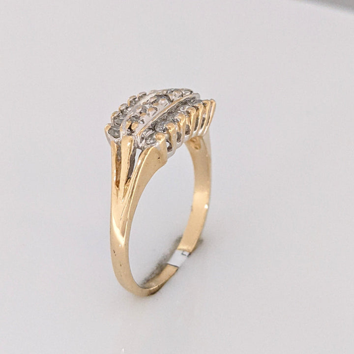 14K .51 CARAT TOTAL WEIGHT I1 I DIAMOND ROUND (19) 3-ROW ESTATE RING 3.2 GRAMS