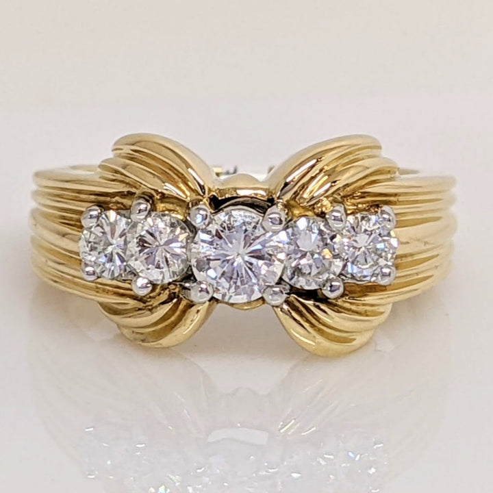 18K .57 CARAT TOTAL WEIGHT VS1 G DIAMOND ROUND (5) ESTATE RING 9.1 GRAMS