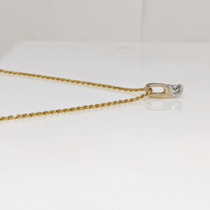 14K .15 CARAT TOTAL I1 H DIAMOND ROUND TENSION SET ESTATE PENDANT & CHAIN 5.5 GRAMS