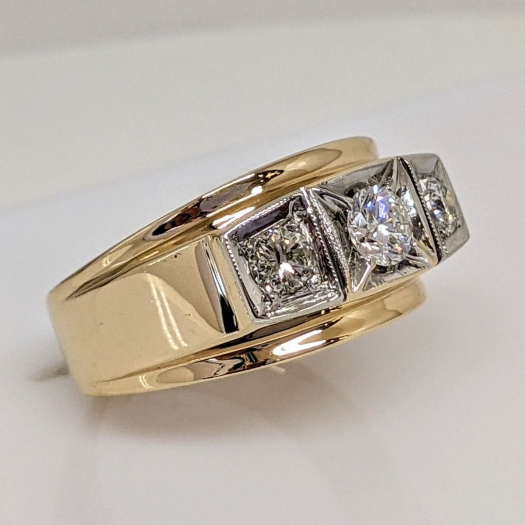 14K .65 CARAT TOTAL WEIGHT VS-I1 H DIAMOND ROUND (3) SQUARE TOP ESTATE RING 9.4 GRAMS