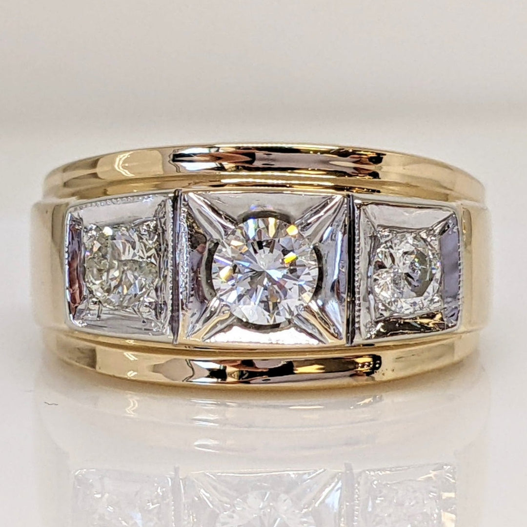 14K .65 CARAT TOTAL WEIGHT VS-I1 H DIAMOND ROUND (3) SQUARE TOP ESTATE RING 9.4 GRAMS