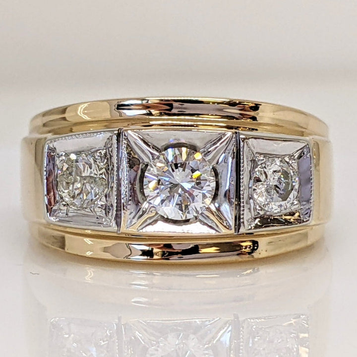 14K .65 CARAT TOTAL WEIGHT VS-I1 H DIAMOND ROUND (3) SQUARE TOP ESTATE RING 9.4 GRAMS