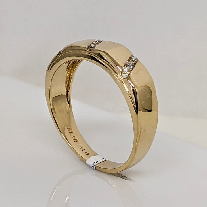 14K .25 CARAT TOTAL WEIGHT SI2 L DIAMOND ROUND (9) CHANNEL SET 3-LINE ESTATE BAND 6.1 GRAMS