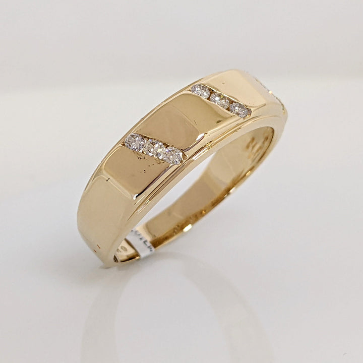 14K .25 CARAT TOTAL WEIGHT SI2 L DIAMOND ROUND (9) CHANNEL SET 3-LINE ESTATE BAND 6.1 GRAMS