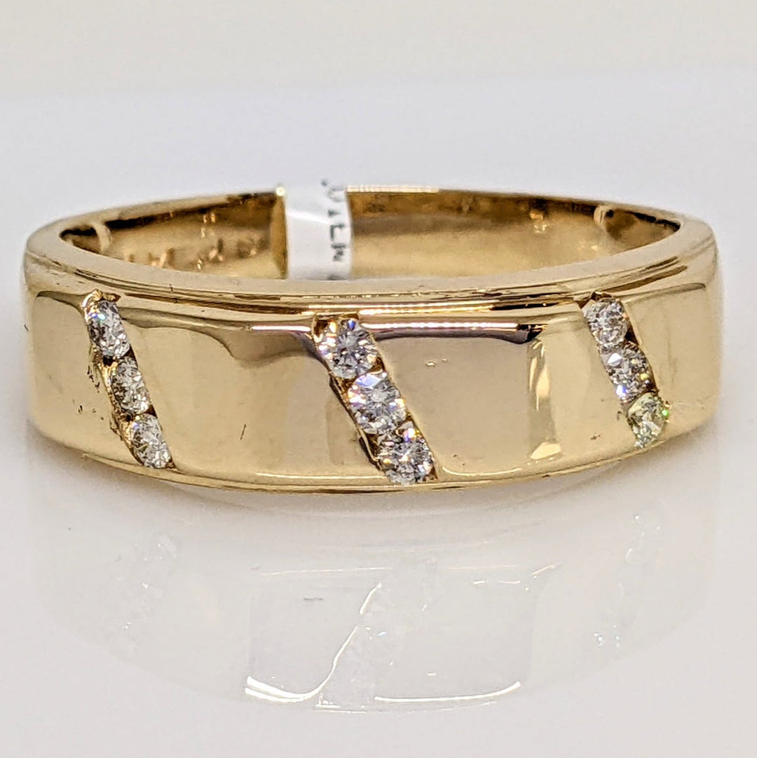 14K .25 CARAT TOTAL WEIGHT SI2 L DIAMOND ROUND (9) CHANNEL SET 3-LINE ESTATE BAND 6.1 GRAMS