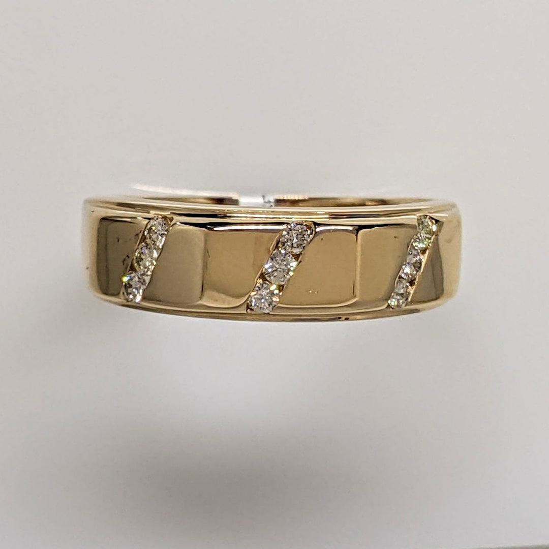 14K .25 CARAT TOTAL WEIGHT SI2 L DIAMOND ROUND (9) CHANNEL SET 3-LINE ESTATE BAND 6.1 GRAMS
