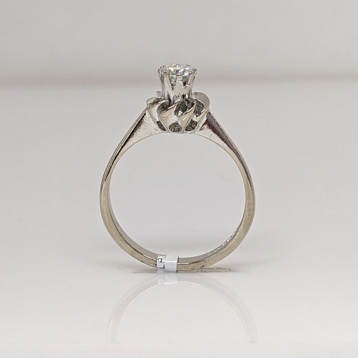 18K WHITE .20 CARAT TOTAL VS2 G DIAMOND ROUND SWIRL TOP ESTATE RING 2.3 GRAMS