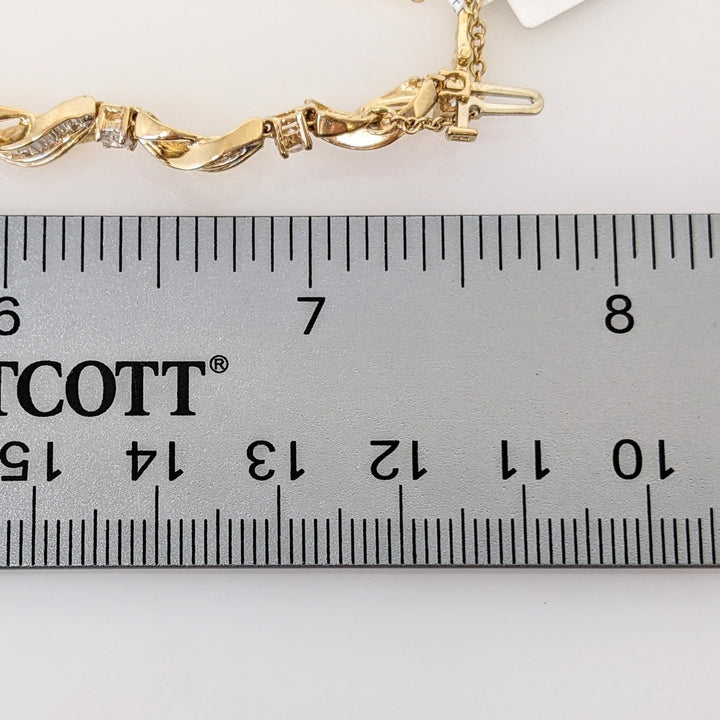 14K 3.90 CARAT TOTAL WEIGHT I2 I DIAMOND ROUND (13) BAGUETTE (130) ESTATE BRACELET 12.4 GRAMS