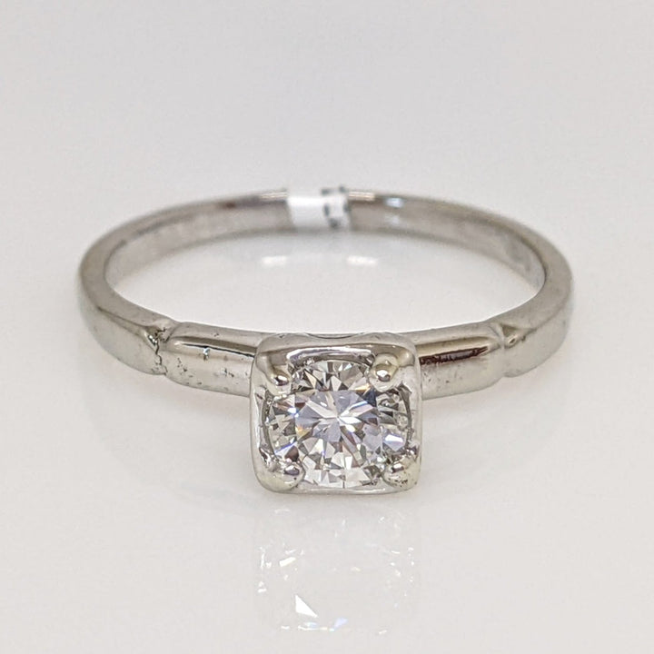 14K WHITE .38 CARAT TOTAL VS2 I DIAMOND ROUND ILLUSION HEAD ESTATE RING 2.2 GRAMS