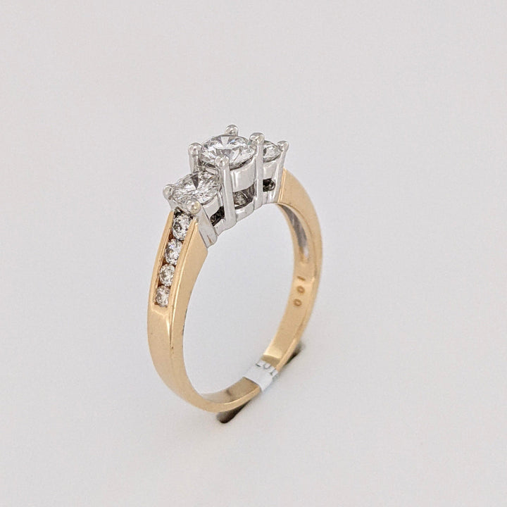 14K 1.02 CARAT TOTAL WEIGHT I1 G DIAMOND ROUND (11) ESTATE TRINITY RING 3.5 GRAMS