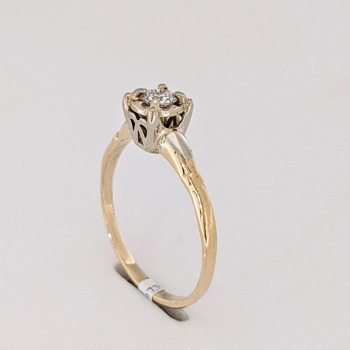 14K .16 CARAT TOTAL VS1 I DIAMOND ROUND ILLUSION HEAD ESTATE RING 1.9 GRAMS