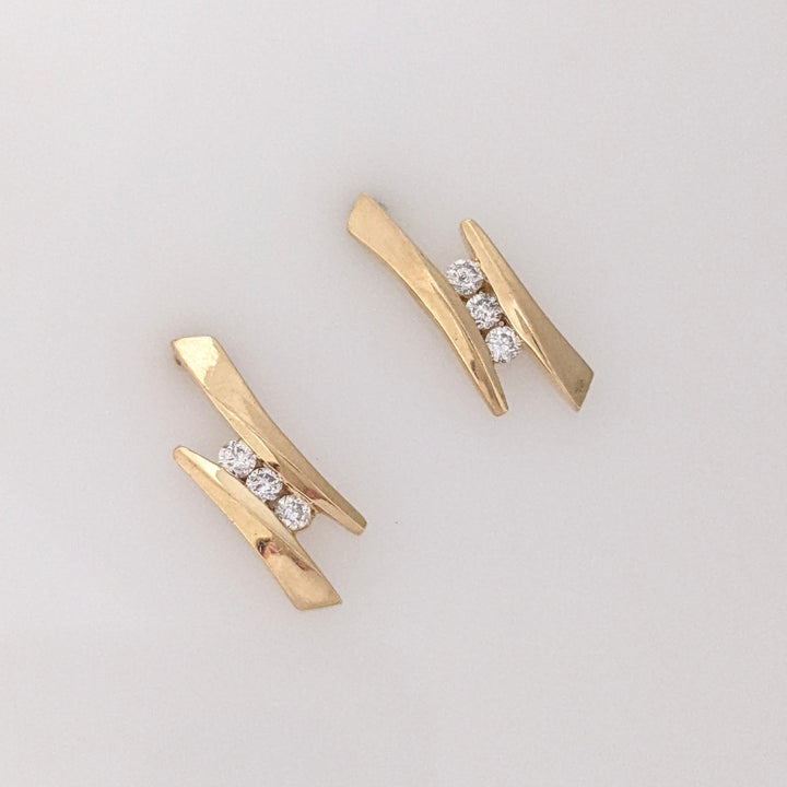 14K .18 CARAT TOTAL WEIGHT I1 I DIAMOND ROUND (6) ESTATE EARRINGS 3.0 GRAMS