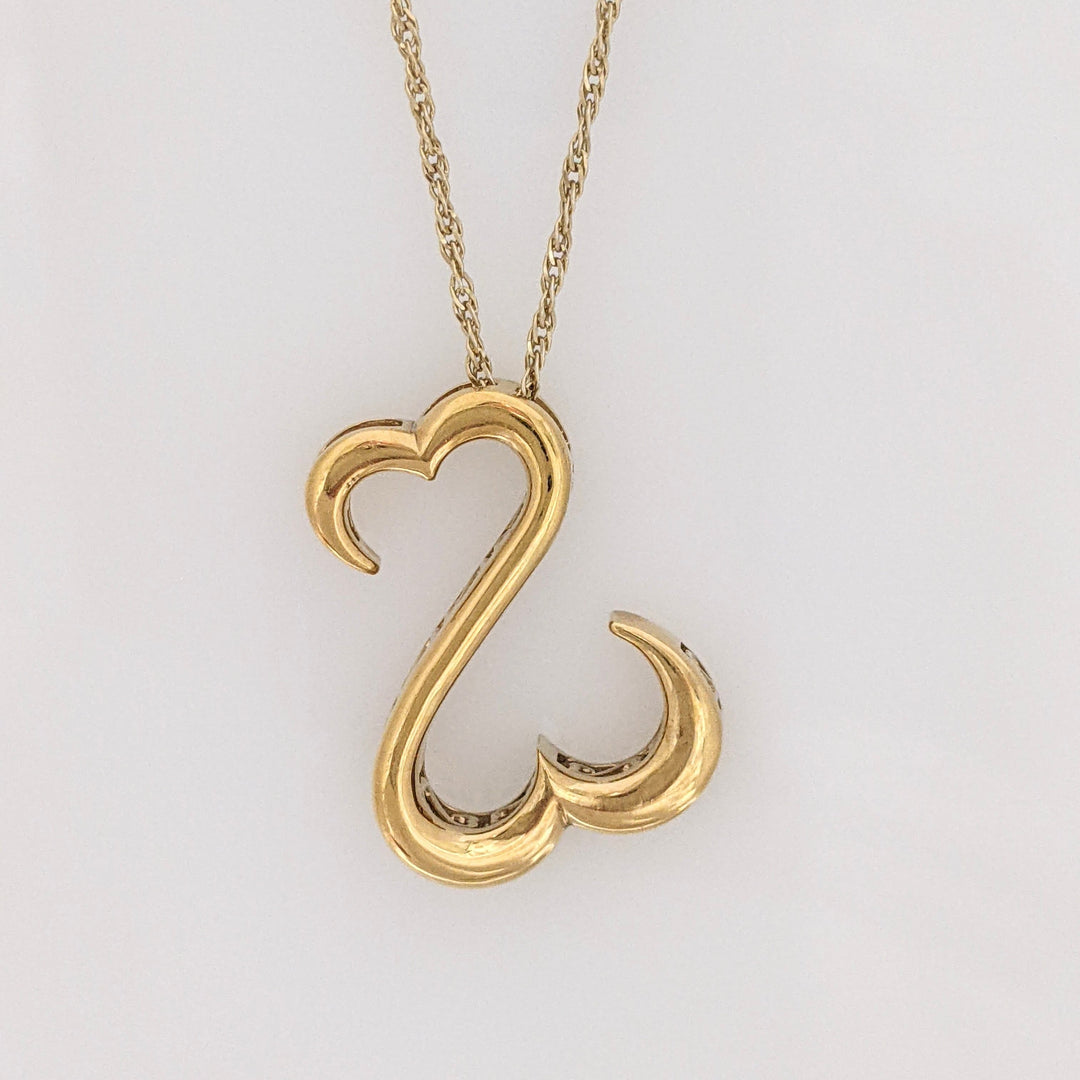 GOLD PLATED STERLING SILVER OPEN HEART "JANE SEYMOUR" ESTATE PENDANT & CHAIN