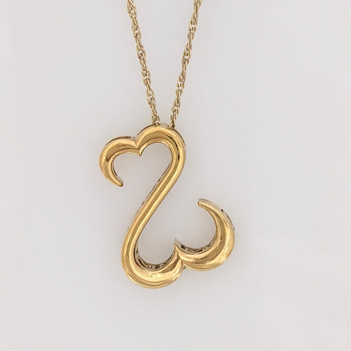 GOLD PLATED STERLING SILVER OPEN HEART "JANE SEYMOUR" ESTATE PENDANT & CHAIN