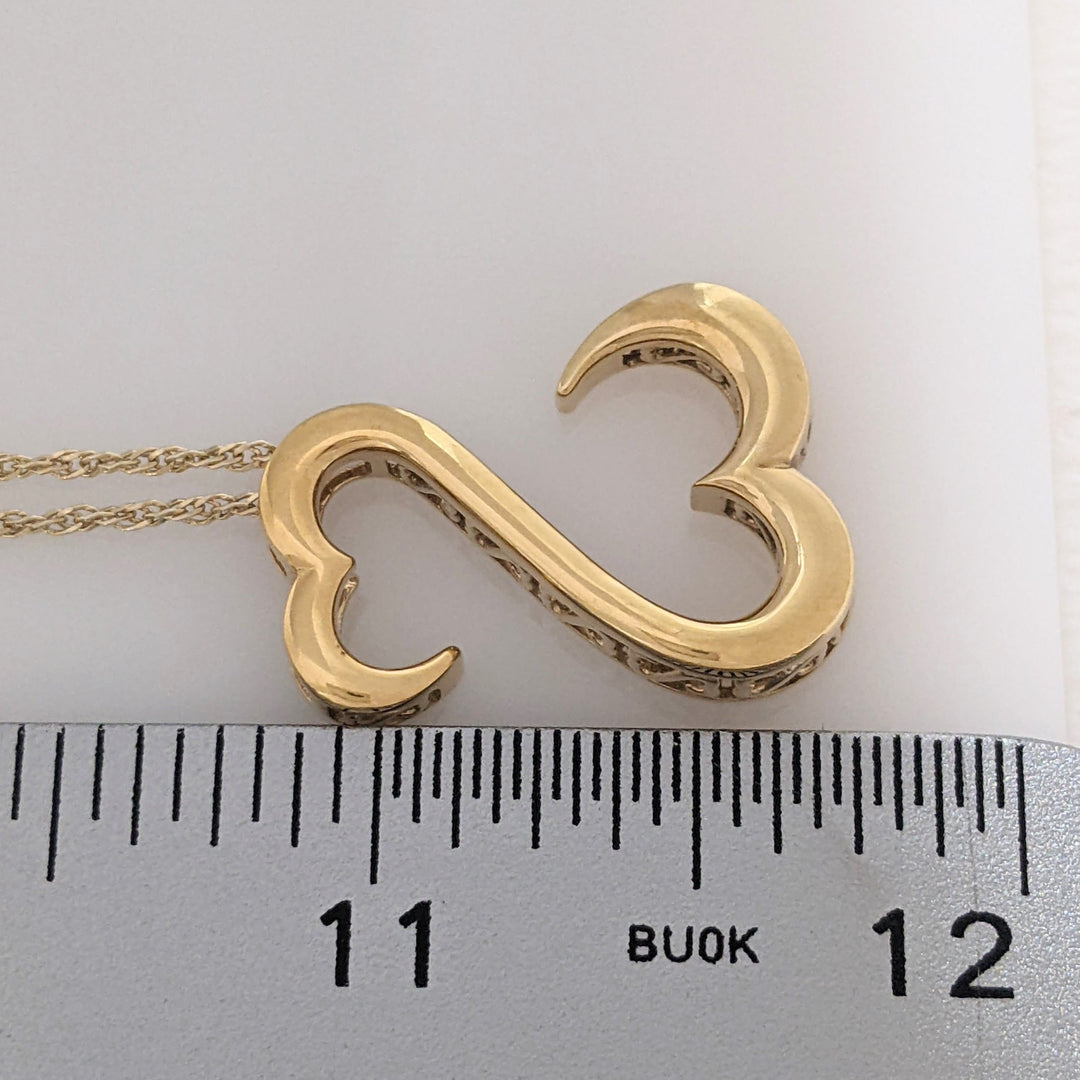 GOLD PLATED STERLING SILVER OPEN HEART "JANE SEYMOUR" ESTATE PENDANT & CHAIN