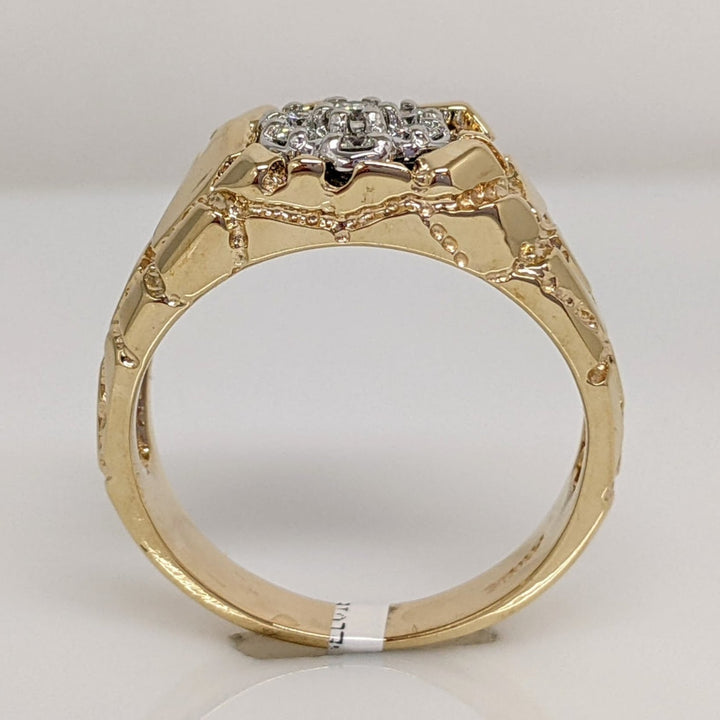10K .24 CARAT TOTAL WEIGHT SI1 H DIAMOND ROUND (7) CLUSTER NUGGET ESTATE RING 7.1 GRAMS