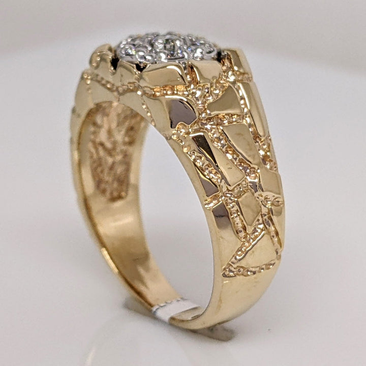 10K .24 CARAT TOTAL WEIGHT SI1 H DIAMOND ROUND (7) CLUSTER NUGGET ESTATE RING 7.1 GRAMS