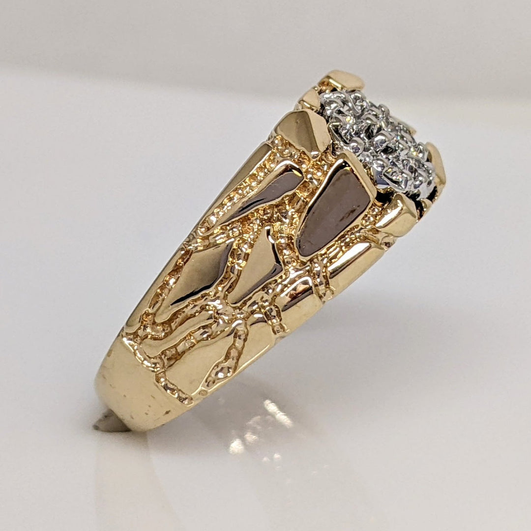10K .24 CARAT TOTAL WEIGHT SI1 H DIAMOND ROUND (7) CLUSTER NUGGET ESTATE RING 7.1 GRAMS