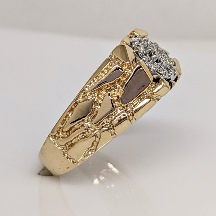 10K .24 CARAT TOTAL WEIGHT SI1 H DIAMOND ROUND (7) CLUSTER NUGGET ESTATE RING 7.1 GRAMS