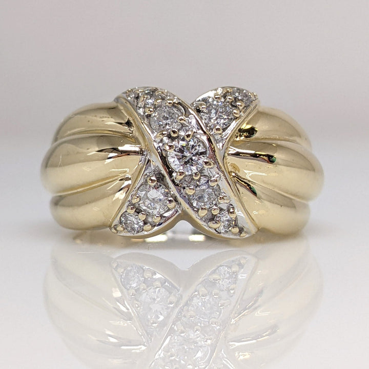 14K .51 CARAT TOTAL WEIGHT I1 I DIAMOND ROUND (9) "X" ESTATE BAND 7.0 GRAMS