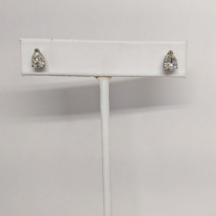 14K WHITE 1.44 CARAT TOTAL WEIGHT VS1 H DIAMOND PEAR SHAPE (2) ESTATE STUD EARRINGS 1.7 GRAMS