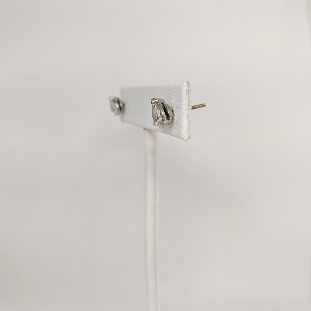 14K WHITE 1.44 CARAT TOTAL WEIGHT VS1 H DIAMOND PEAR SHAPE (2) ESTATE STUD EARRINGS 1.7 GRAMS