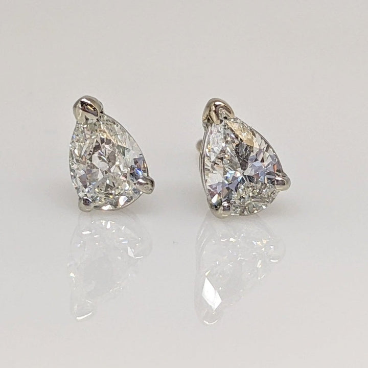 14K WHITE 1.44 CARAT TOTAL WEIGHT VS1 H DIAMOND PEAR SHAPE (2) ESTATE STUD EARRINGS 1.7 GRAMS