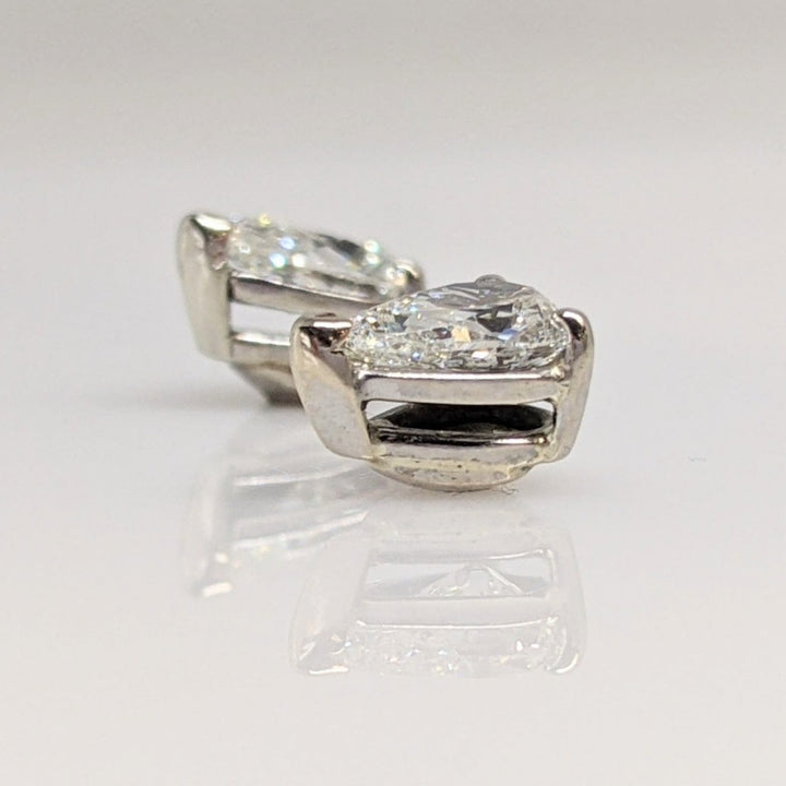 14K WHITE 1.44 CARAT TOTAL WEIGHT VS1 H DIAMOND PEAR SHAPE (2) ESTATE STUD EARRINGS 1.7 GRAMS