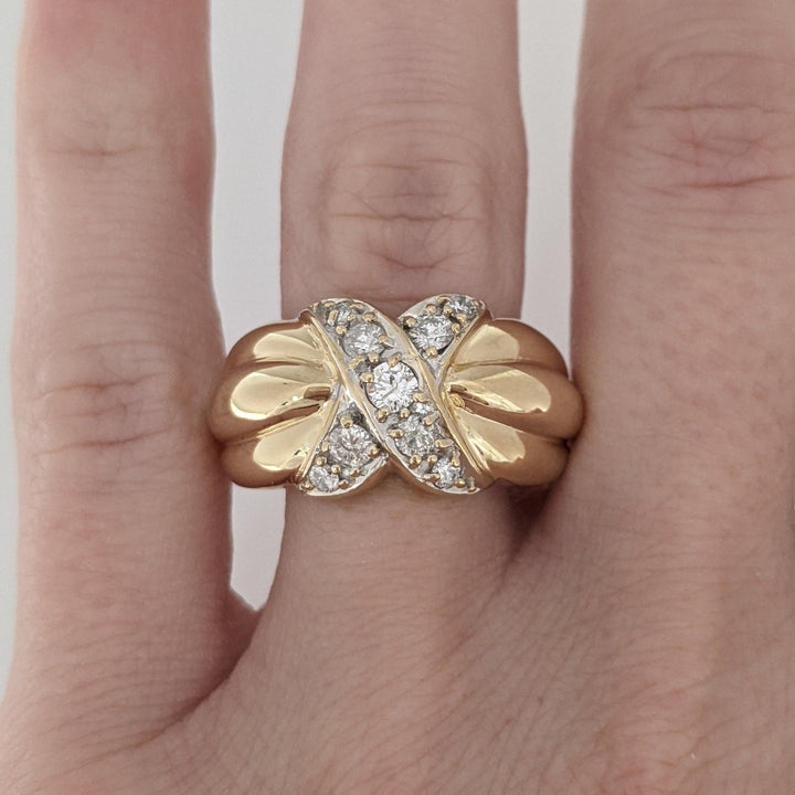 14K .51 CARAT TOTAL WEIGHT I1 I DIAMOND ROUND (9) "X" ESTATE BAND 7.0 GRAMS