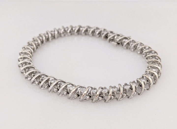 10K WHITE 4.00 CARAT TOTAL WEIGHT I2 G DIAMOND ROUND (40) ESTATE BRACELET 14.0 GRAMS