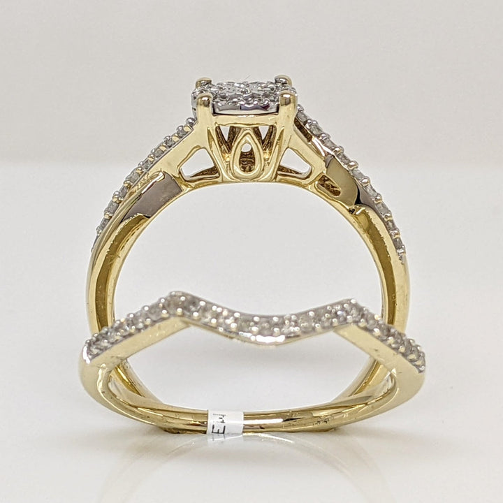 10K .33 CARAT TOTAL WEIGHT DIAMOND ROUND ESTATE CLUSTER RING & BAND SET 4.3 GRAMS