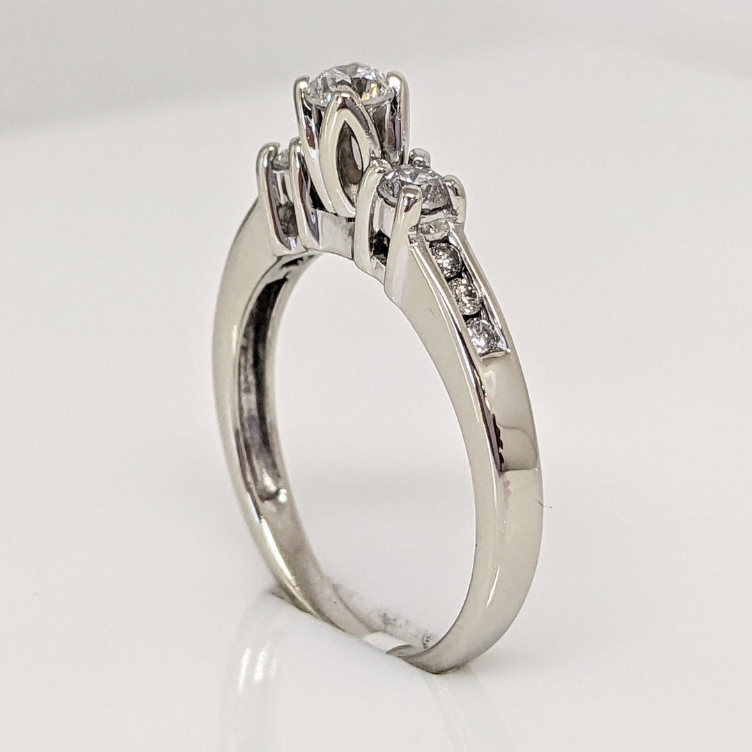 14K WHITE .43 CARAT TOTAL WEIGHT SI2 H DIAMOND ROUND (9) ESTATE TRINITY RING 2.9 GRAMS