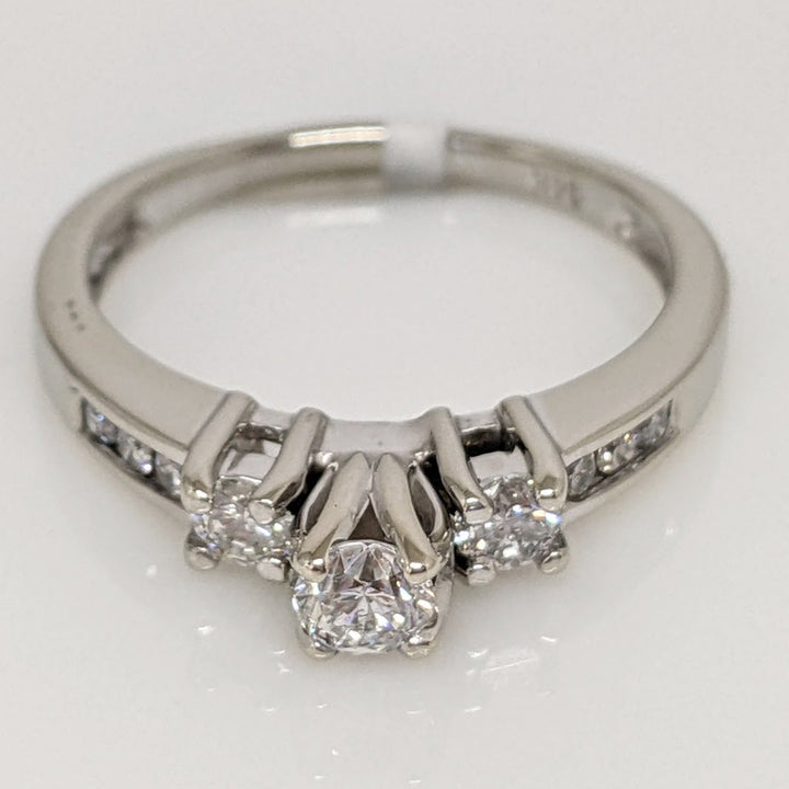 14K WHITE .43 CARAT TOTAL WEIGHT SI2 H DIAMOND ROUND (9) ESTATE TRINITY RING 2.9 GRAMS