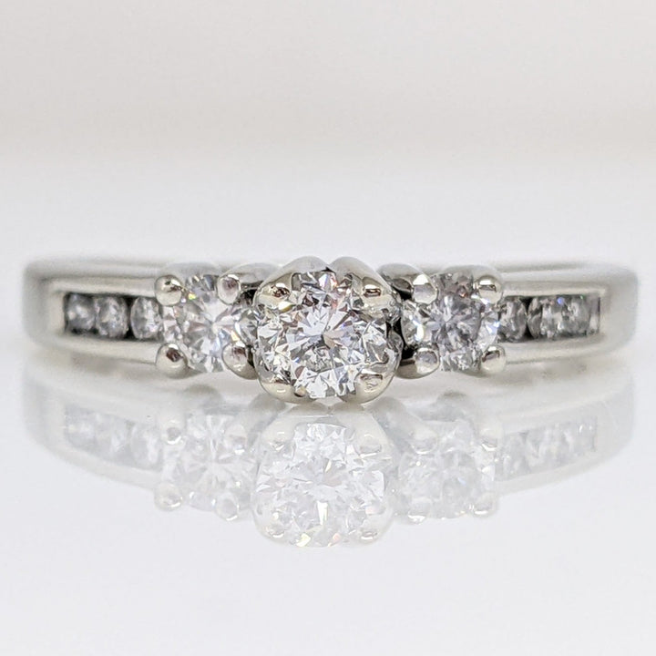 14K WHITE .43 CARAT TOTAL WEIGHT SI2 H DIAMOND ROUND (9) ESTATE TRINITY RING 2.9 GRAMS