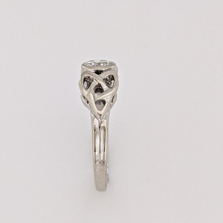 14K WHITE .60 CARAT TOTAL VS2 H DIAMOND ROUND BEZEL CELTIC STYLE ESTATE RING 4.2 GRAMS