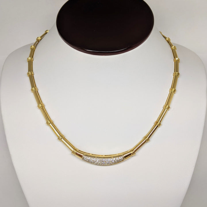 18K .67 CARAT TOTAL WEIGHT SI1 I DIAMOND ROUND (38) LINK ESTATE NECKLACE 33.8 GRAMS