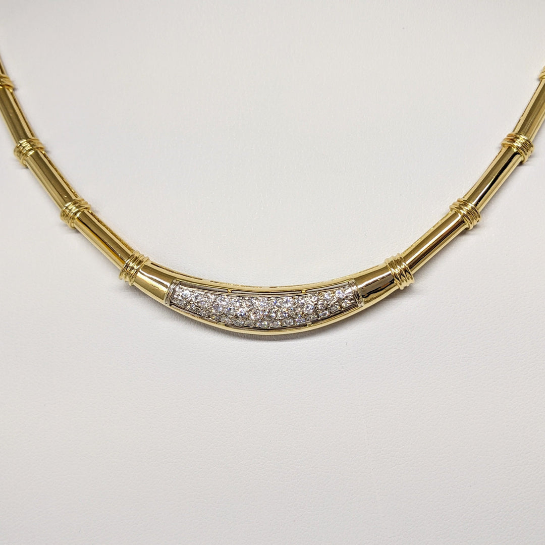 18K .67 CARAT TOTAL WEIGHT SI1 I DIAMOND ROUND (38) LINK ESTATE NECKLACE 33.8 GRAMS