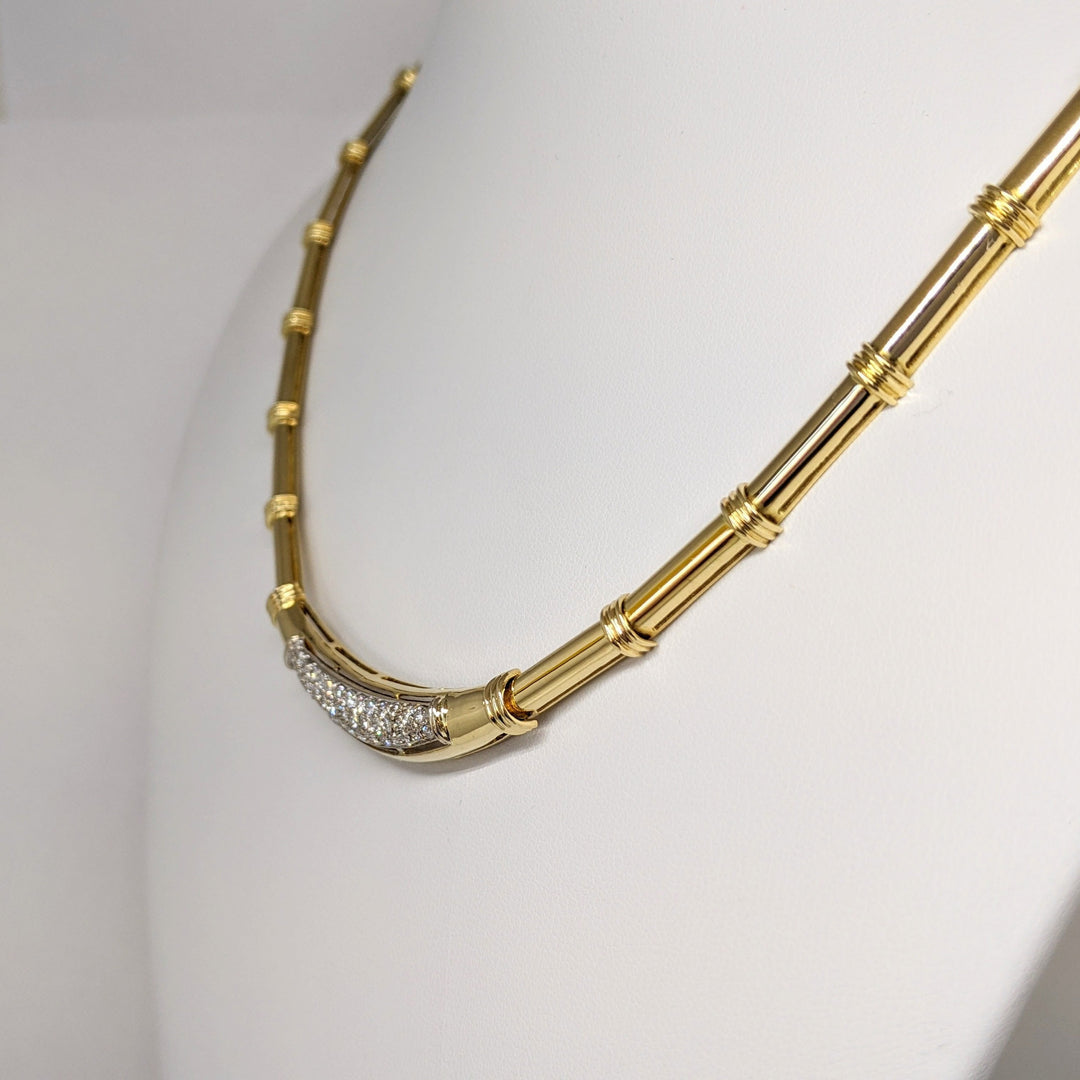 18K .67 CARAT TOTAL WEIGHT SI1 I DIAMOND ROUND (38) LINK ESTATE NECKLACE 33.8 GRAMS