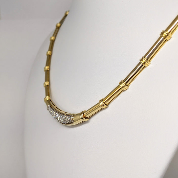 18K .67 CARAT TOTAL WEIGHT SI1 I DIAMOND ROUND (38) LINK ESTATE NECKLACE 33.8 GRAMS