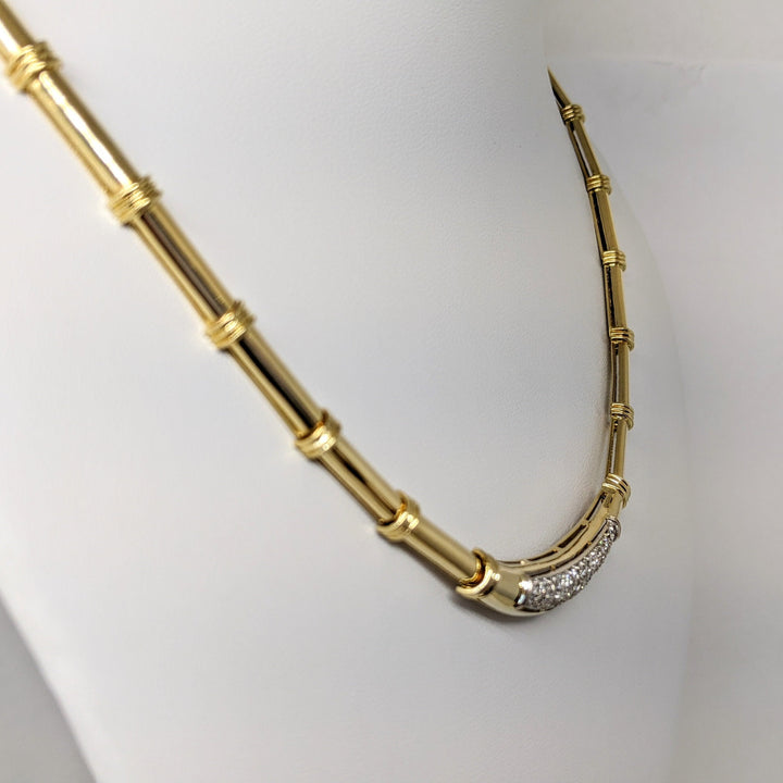 18K .67 CARAT TOTAL WEIGHT SI1 I DIAMOND ROUND (38) LINK ESTATE NECKLACE 33.8 GRAMS