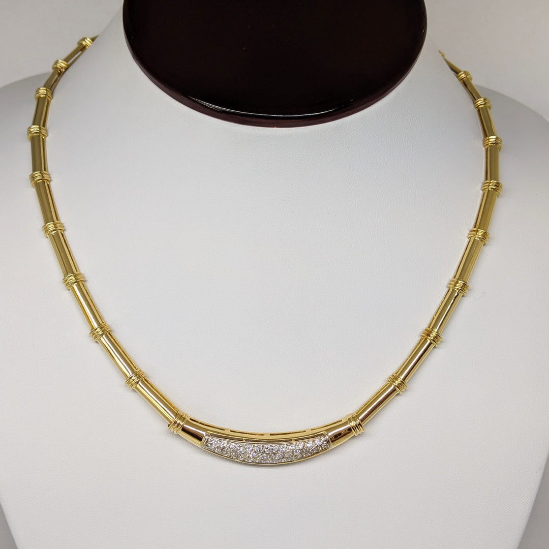 18K .67 CARAT TOTAL WEIGHT SI1 I DIAMOND ROUND (38) LINK ESTATE NECKLACE 33.8 GRAMS