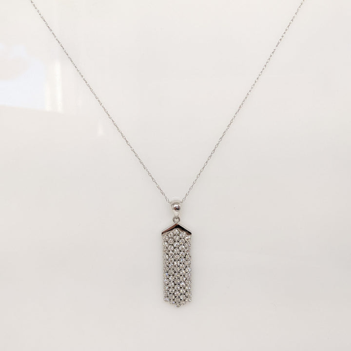 14K WHITE 1.20 CARAT TOTAL WEIGHT SI1 I DIAMOND ROUND (60) DANGLE ESTATE PENDANT & CHAIN 8.3 GRAMS