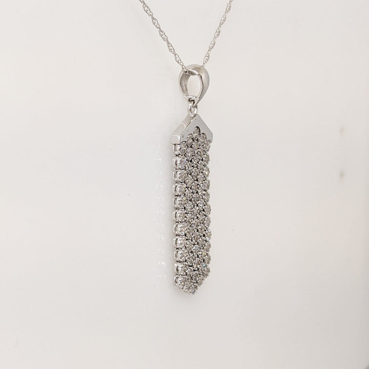14K WHITE 1.20 CARAT TOTAL WEIGHT SI1 I DIAMOND ROUND (60) DANGLE ESTATE PENDANT & CHAIN 8.3 GRAMS