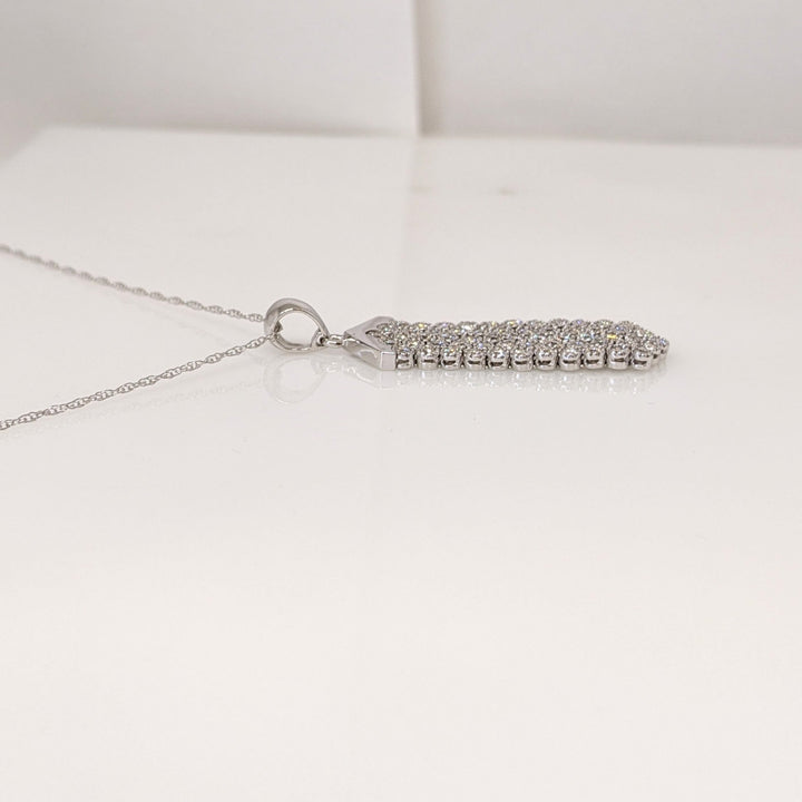14K WHITE 1.20 CARAT TOTAL WEIGHT SI1 I DIAMOND ROUND (60) DANGLE ESTATE PENDANT & CHAIN 8.3 GRAMS